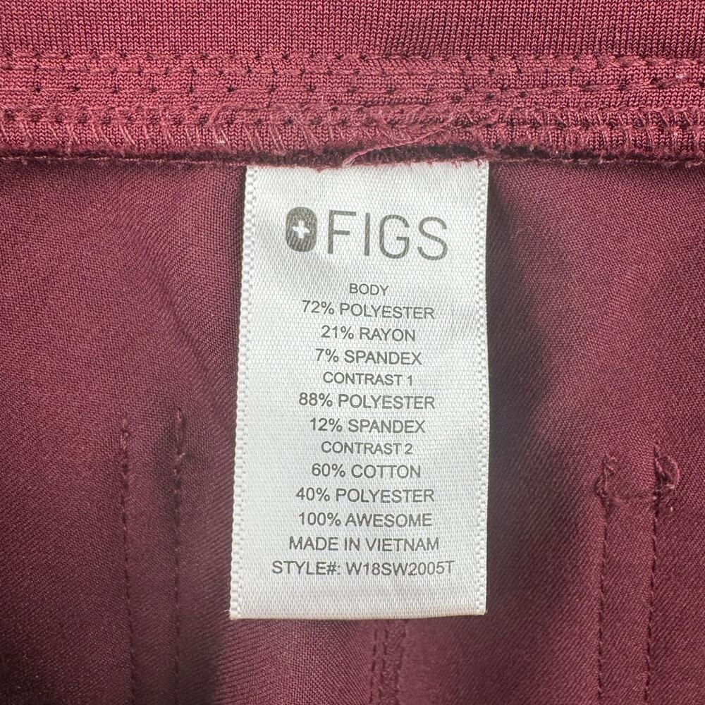 Figs TALL Women's Zamora Burgundy Maroon Mid Rise Jogger Scrub Pants - Picture 9 of 10
